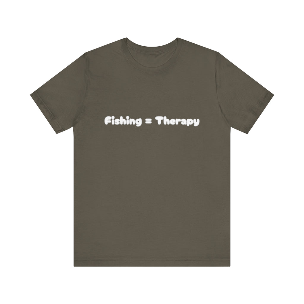 Unisex  "Fishing = Therapy" Jersey Short Sleeve Tee.