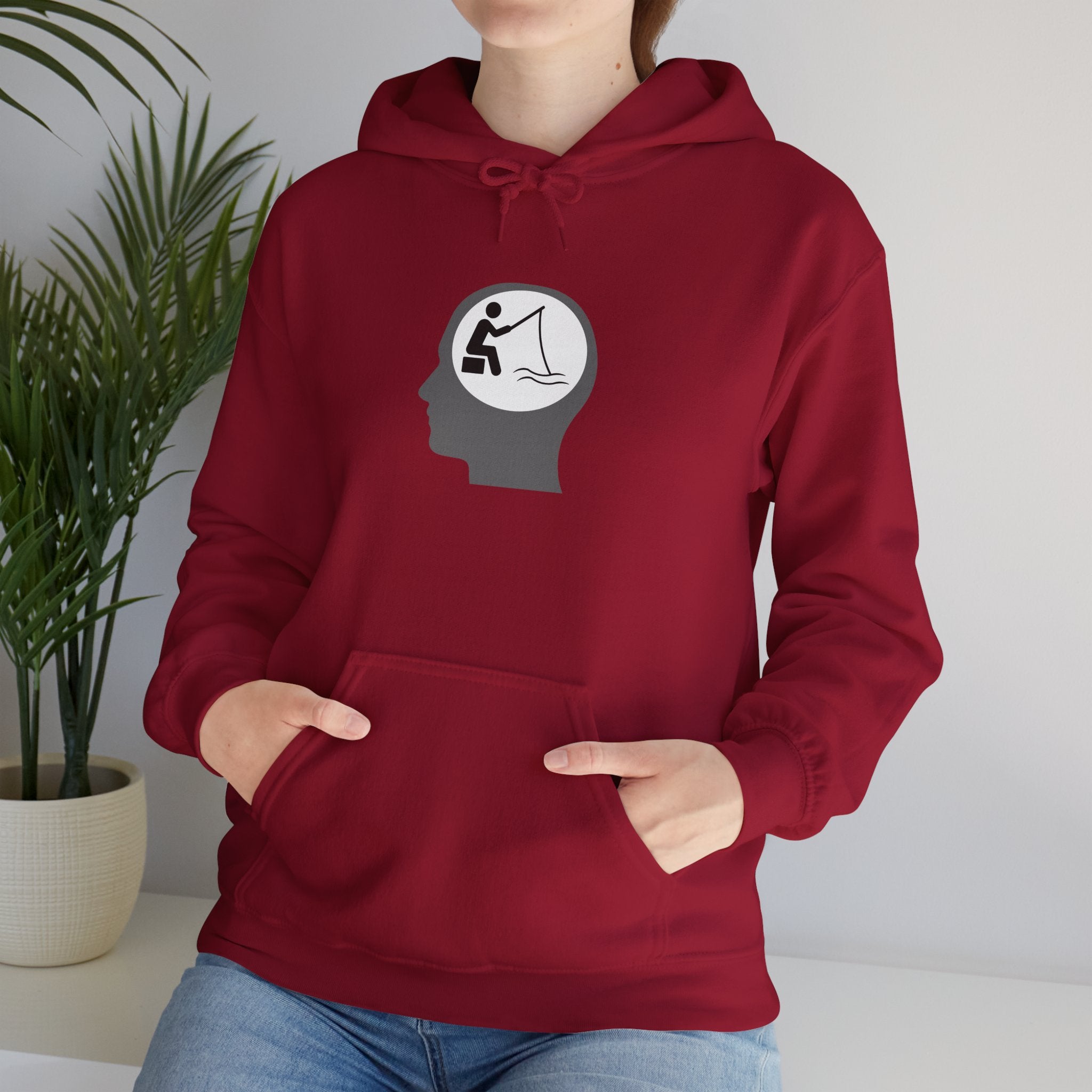 "Fishing On The Brain" Hoodie - Unisex Heavy Blend Sweatshirt with Relaxing Design