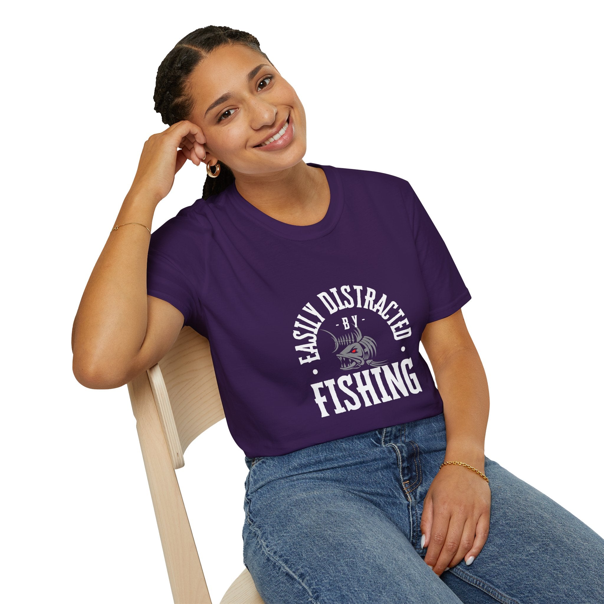 "Easily Distracted by Fishing" Unisex Softstyle T-Shirt