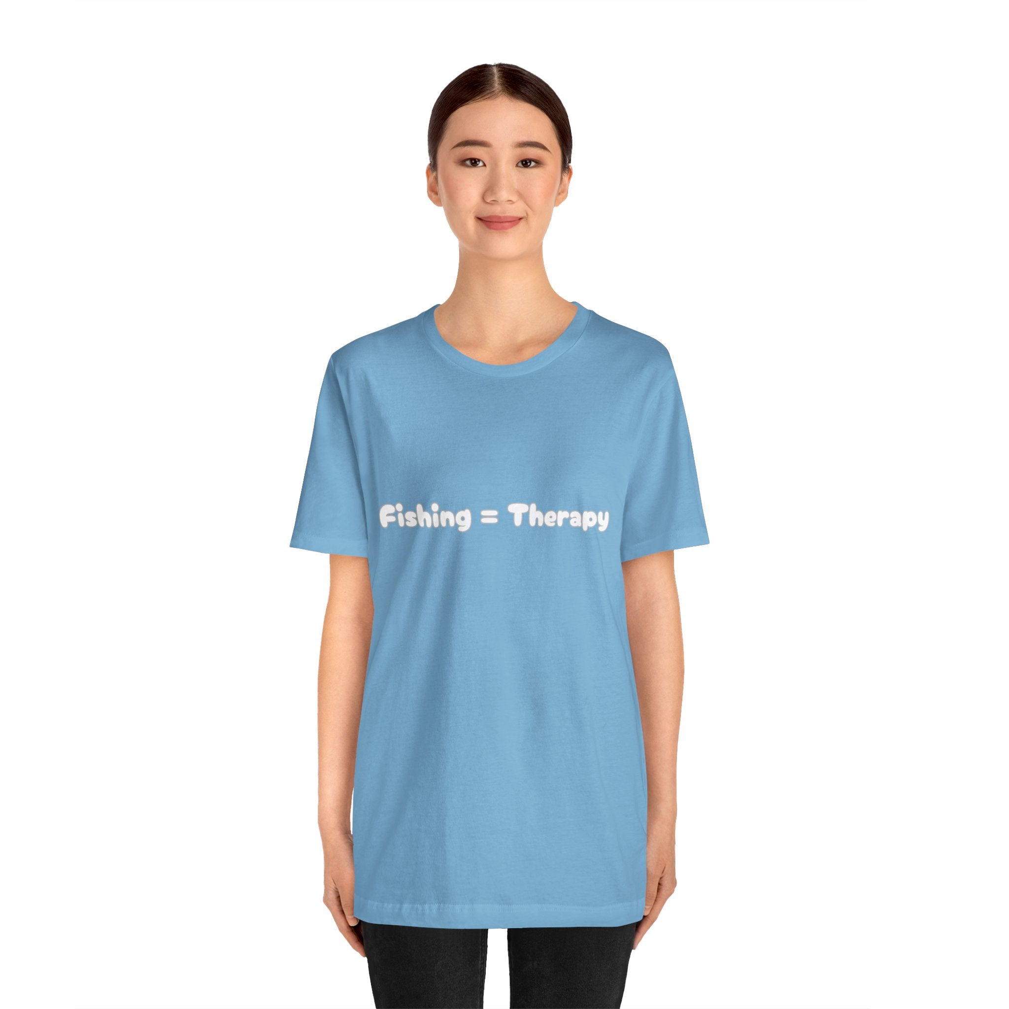 Unisex  "Fishing = Therapy" Jersey Short Sleeve Tee.