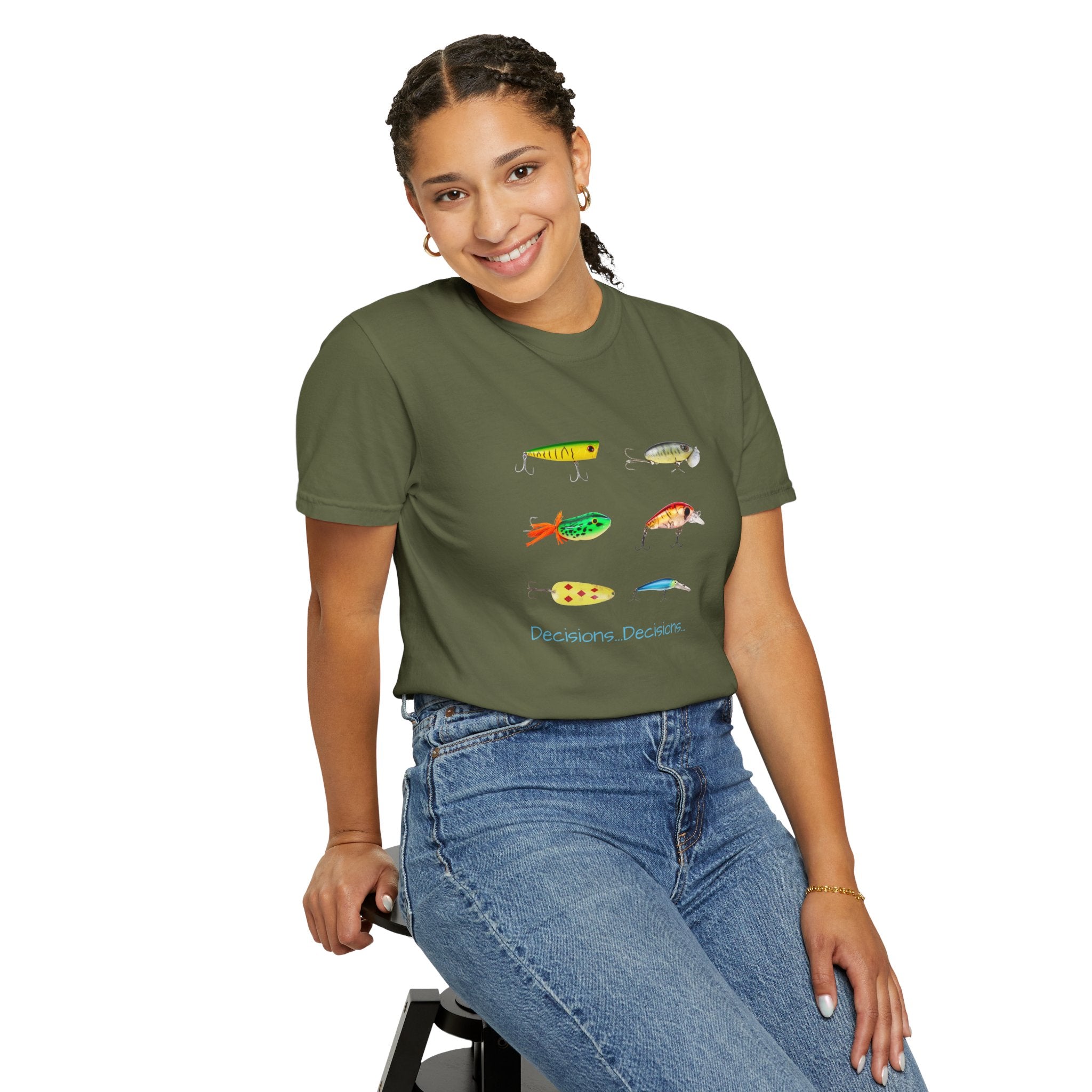 Unisex Fishing Theme T-Shirt - "Decisions, Decisions" Graphic Tee