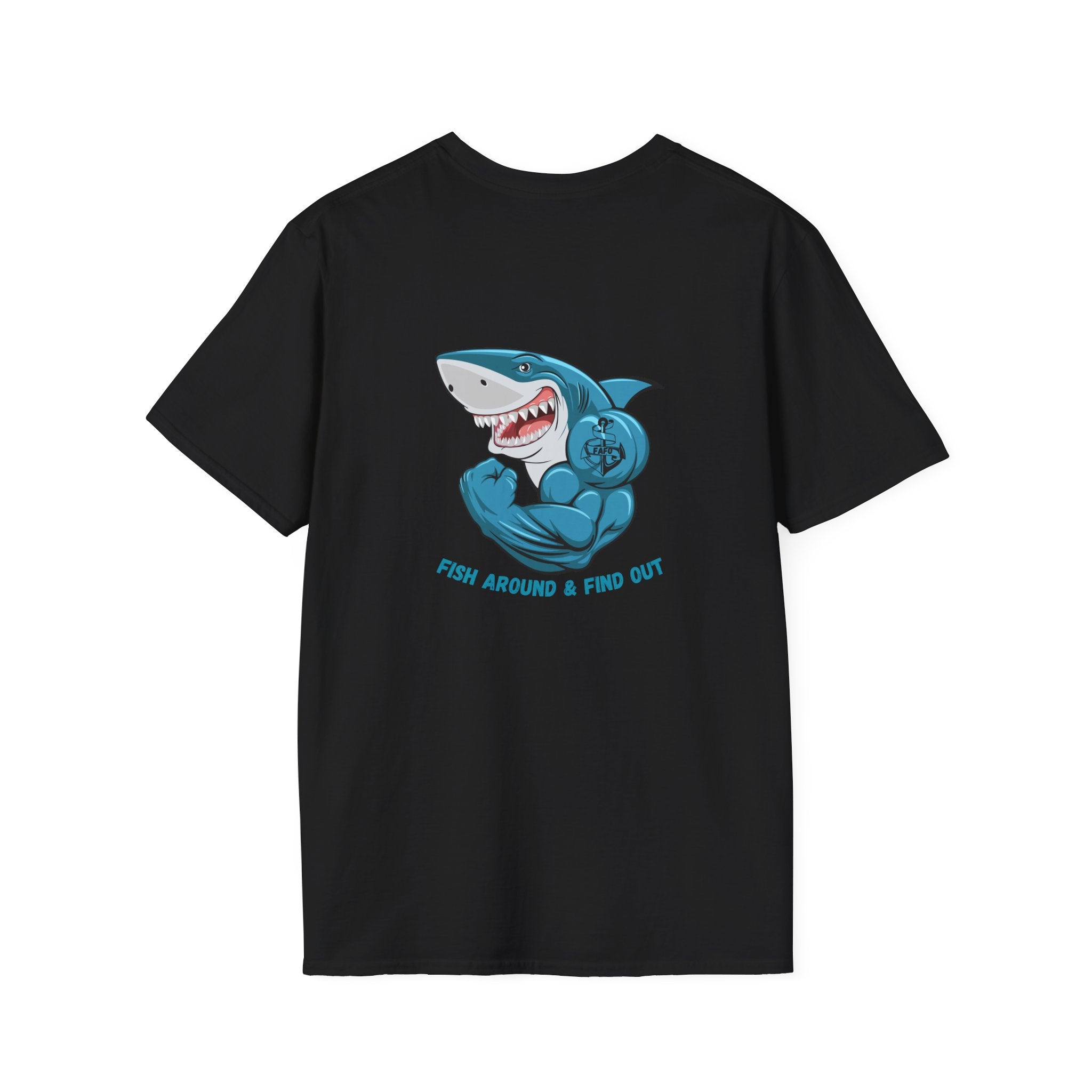 Humorous Unisex Softstyle T-Shirt - "Fish Around and Find Out - FAFO" Shark Design