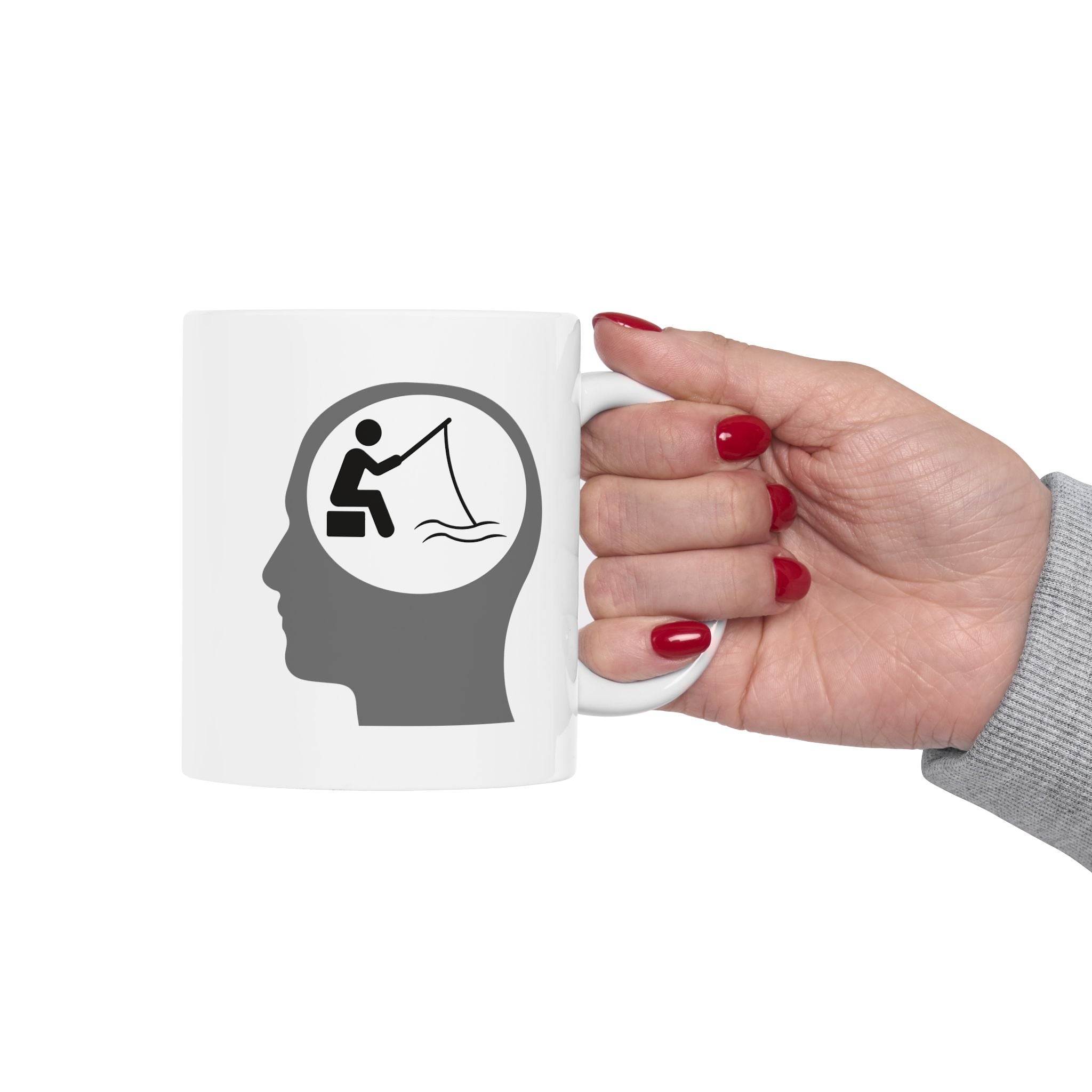 "Fishing On The Brain" Ceramic Mug, (11oz, 15oz). #fishing #fish #fisherman #coffeemugs #outdoors #coffee