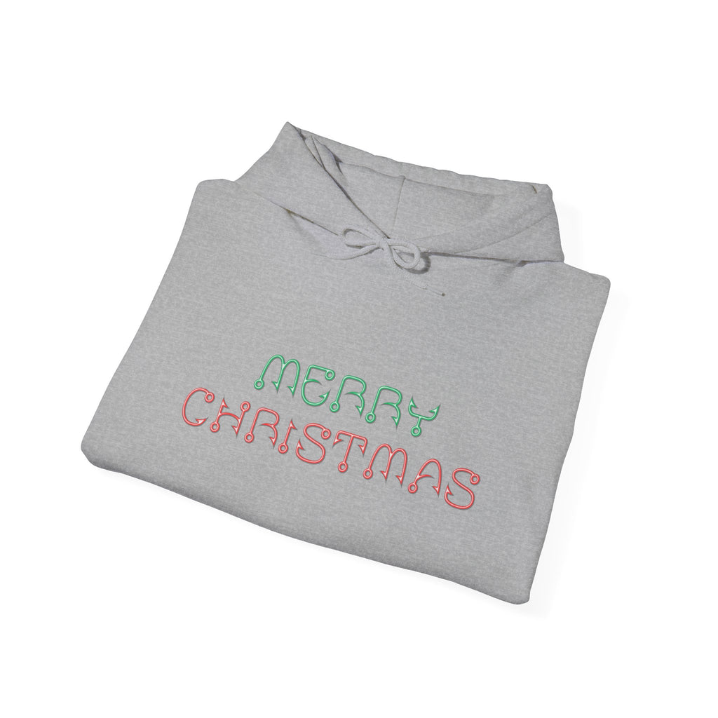 Merry Christmas Fishing Hook Script Hoodie — Cozy Holiday Sweatshirt