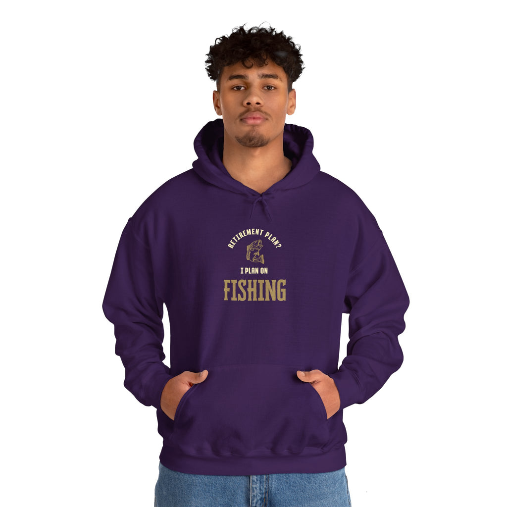 Fishing Enthusiast Hoodie – "Retirement Plan? I Plan on Fishing" Unisex Heavy Blend Sweatshirt