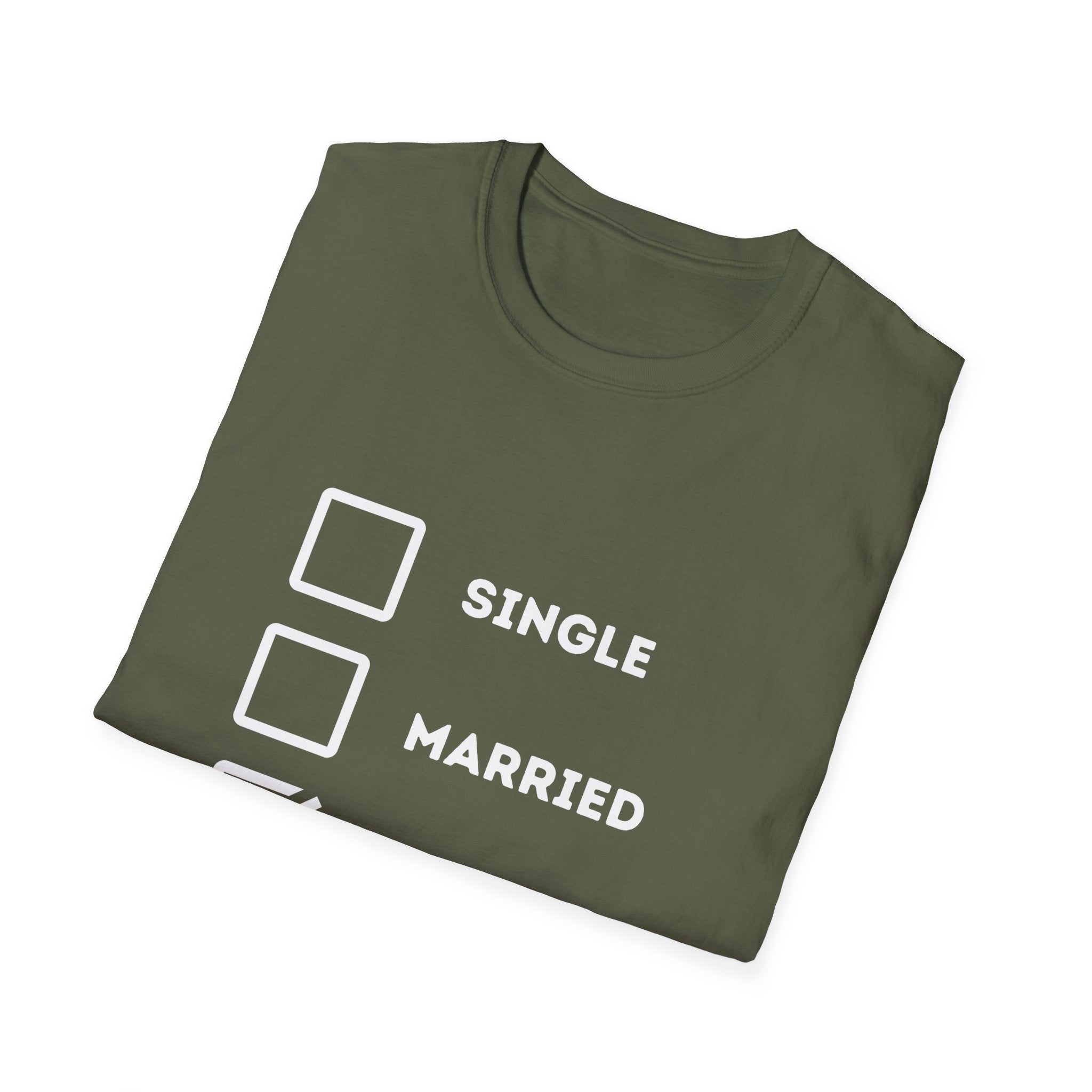 Unisex Softstyle "Single Married Fishing Check Box" T-Shirt - Comfortable Everyday Wear
