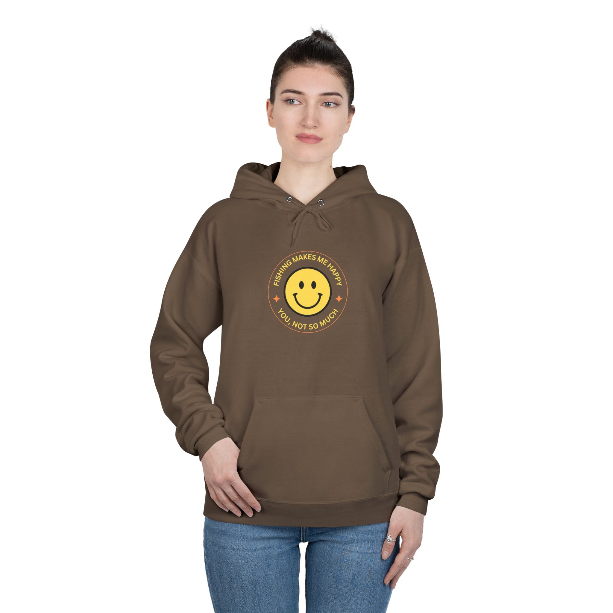 Unisex Eco-Friendly Hoodie "Fishing Makes Me Happy" - Perfect for Casual Outings and Gifting