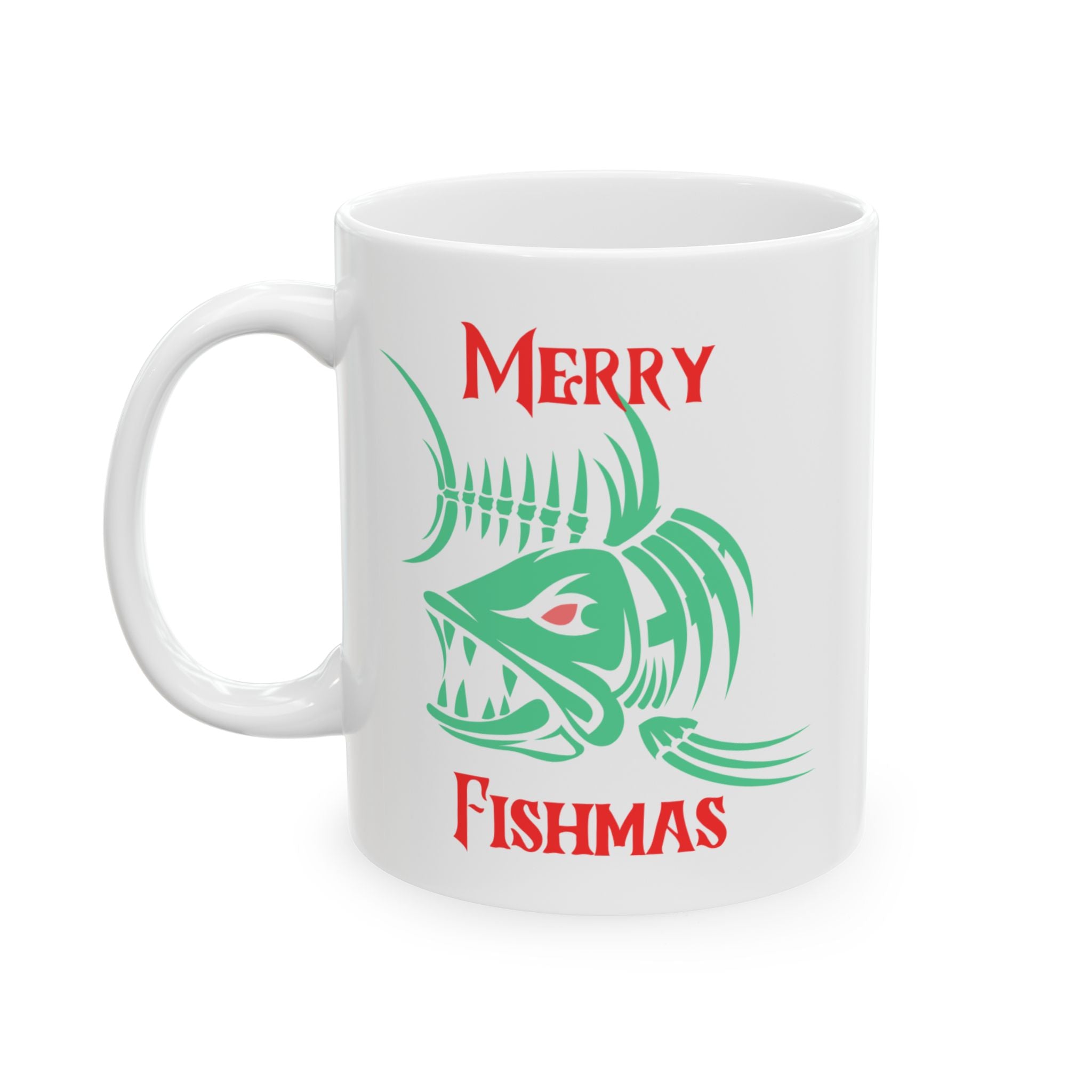 Fishing Theme Ceramic Mug — 'Merry Fishmas' Coffee Cup