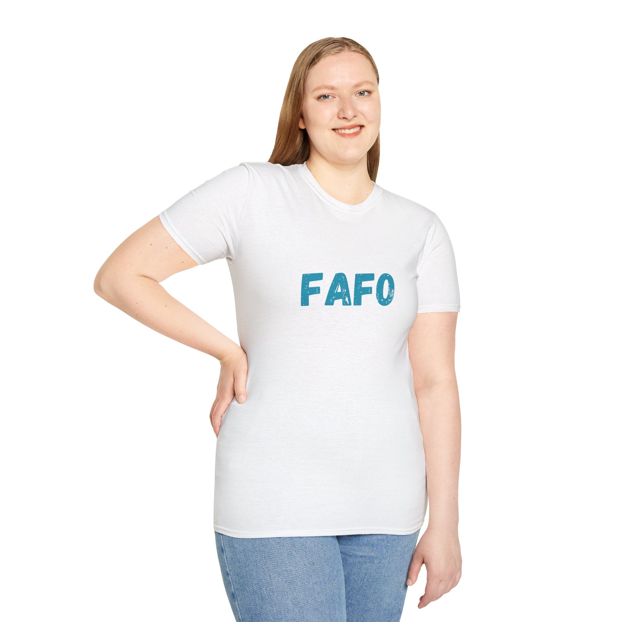 Humorous Unisex Softstyle T-Shirt - "Fish Around and Find Out - FAFO" Shark Design