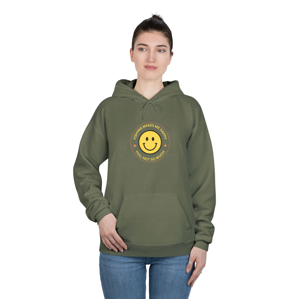 Unisex Eco-Friendly Hoodie "Fishing Makes Me Happy" - Perfect for Casual Outings and Gifting