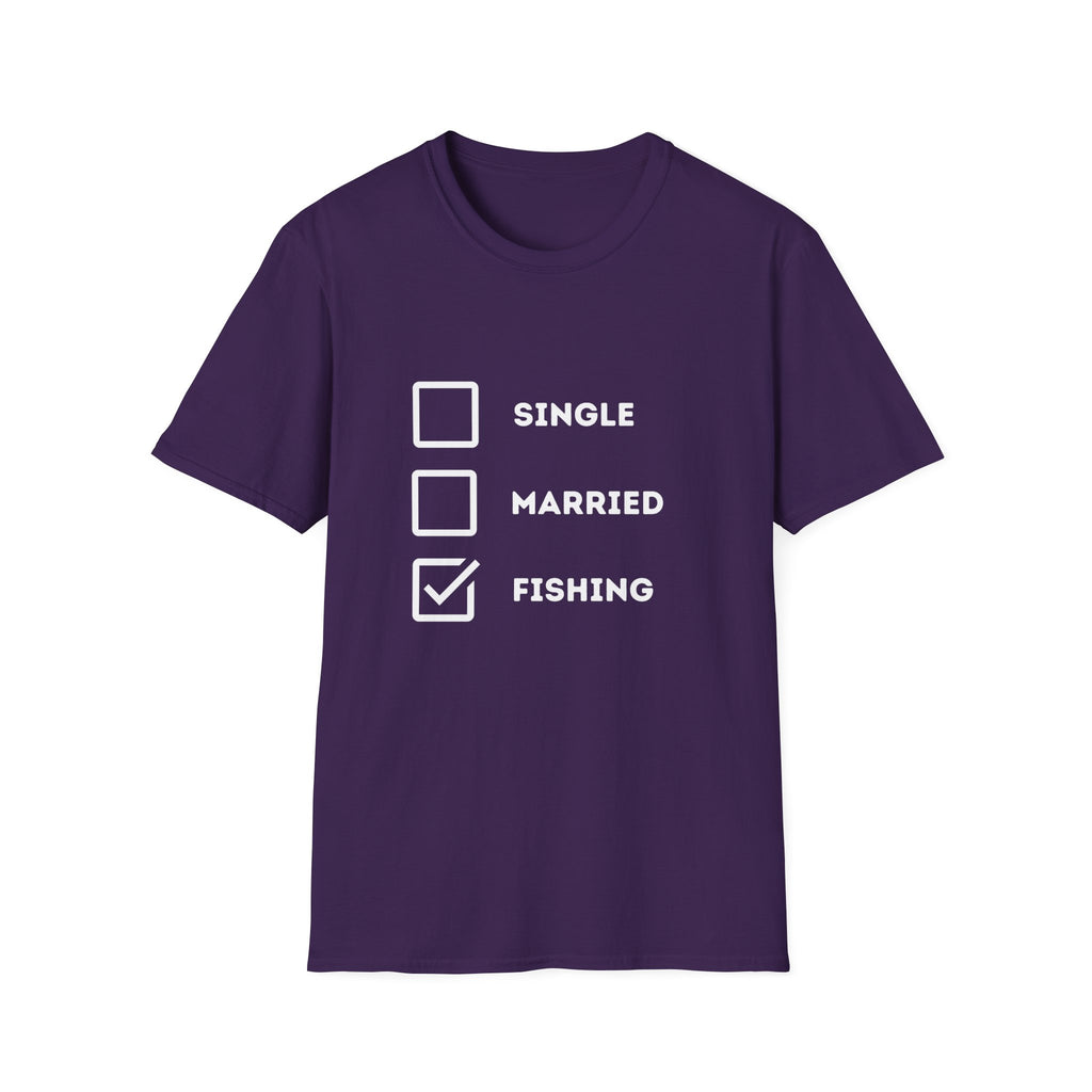 Unisex Softstyle "Single Married Fishing Check Box" T-Shirt - Comfortable Everyday Wear