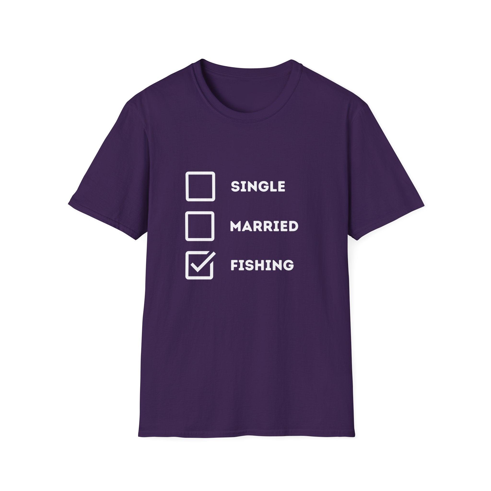 Unisex Softstyle "Single Married Fishing Check Box" T-Shirt - Comfortable Everyday Wear