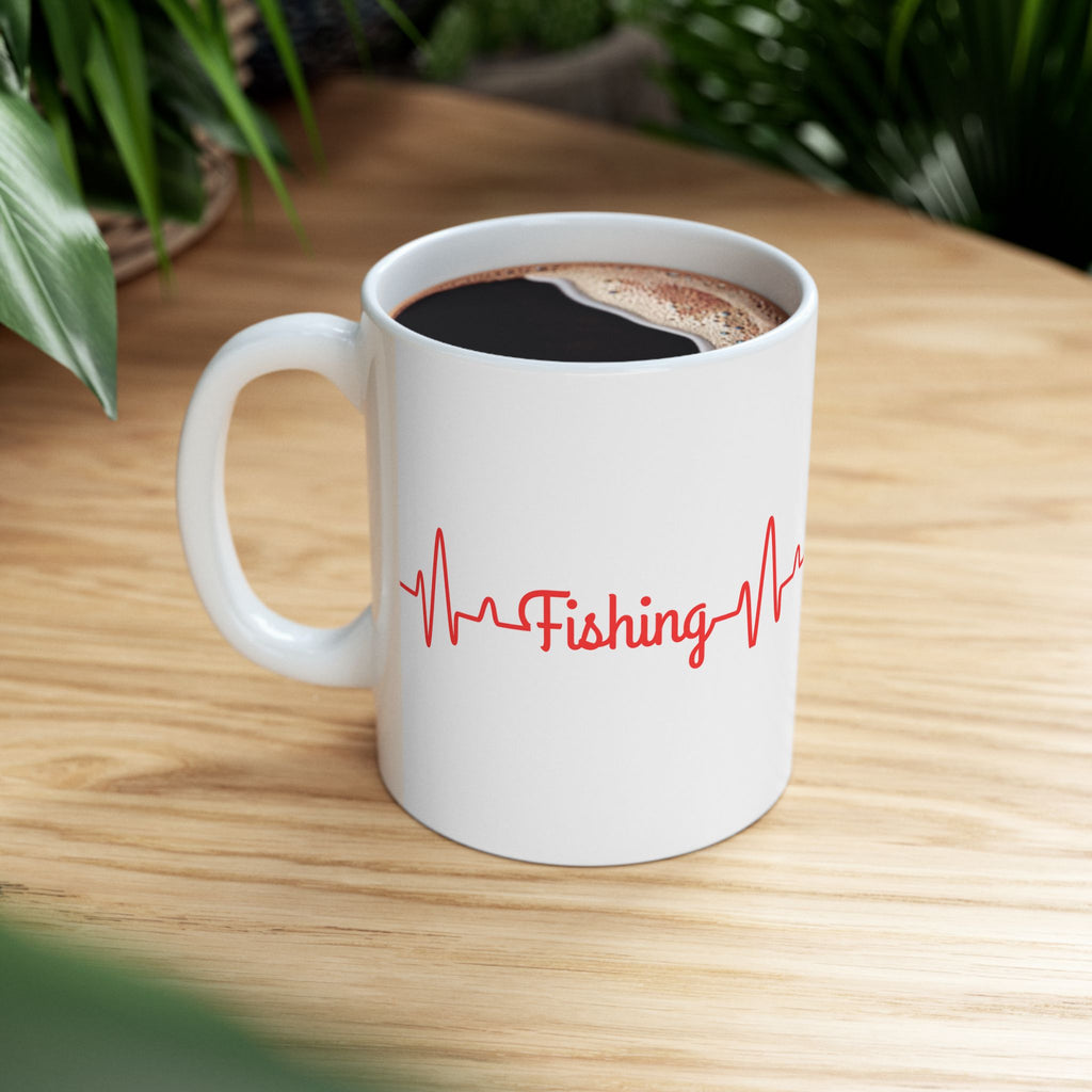 "Fishing Heartbeat" Ceramic Mug - Perfect Gift for Fishing Enthusiasts