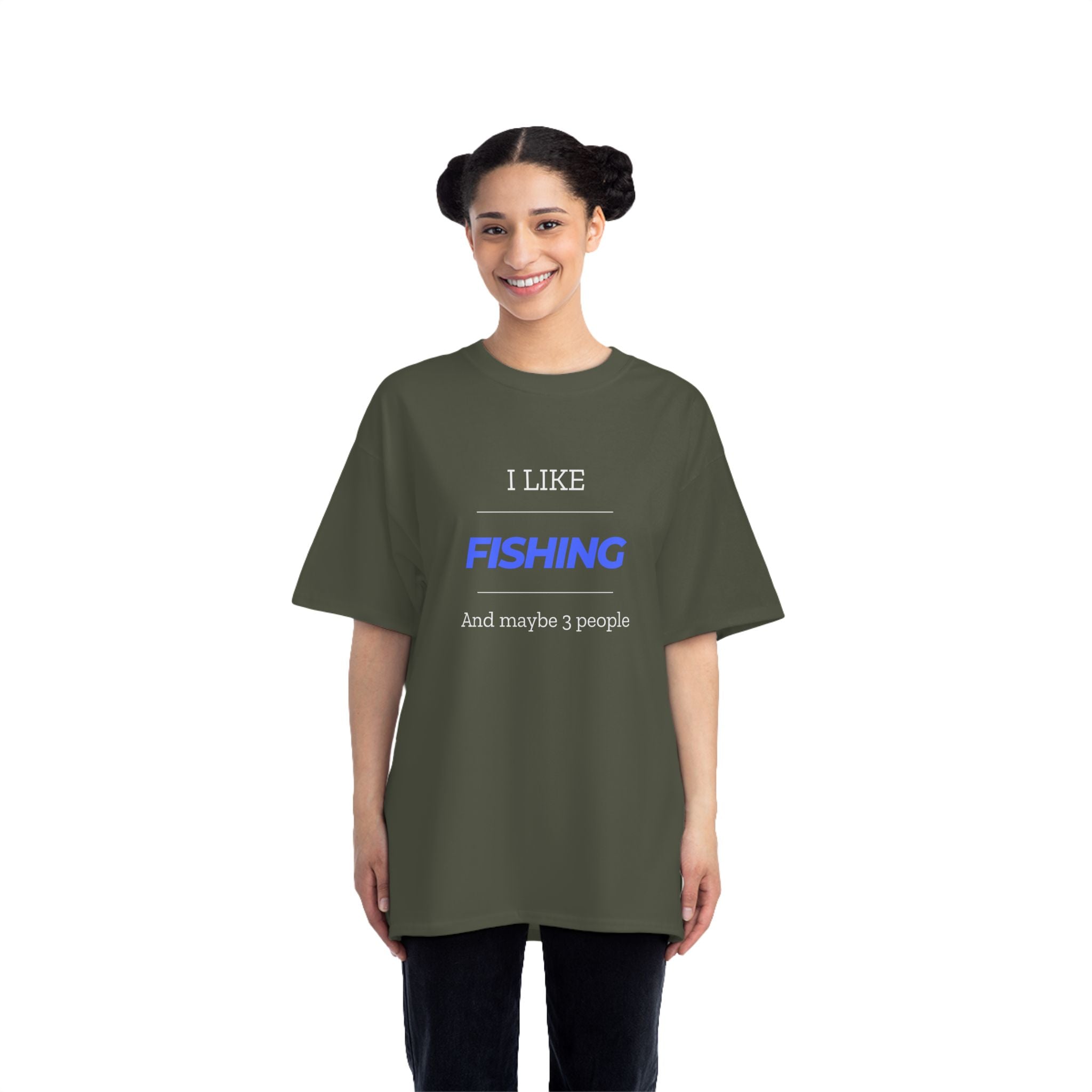 "I Like Fishing and Maybe 3 People" Beefy-T®  Short-Sleeve T-Shirt. #fishing #fish #fisherman #outdoors #dadgift