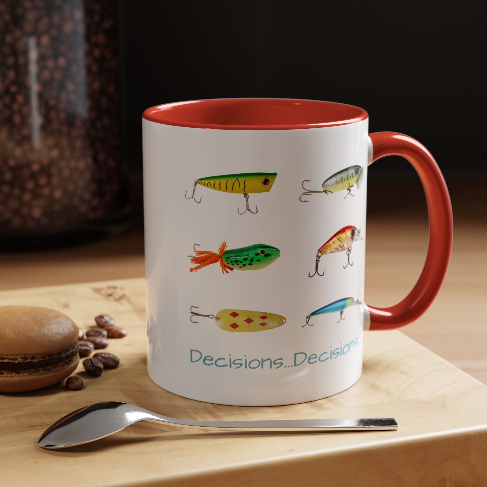 Angler's Accent Coffee Mug - "Decisions...Decisions..." Perfect for Fishing Enthusiasts