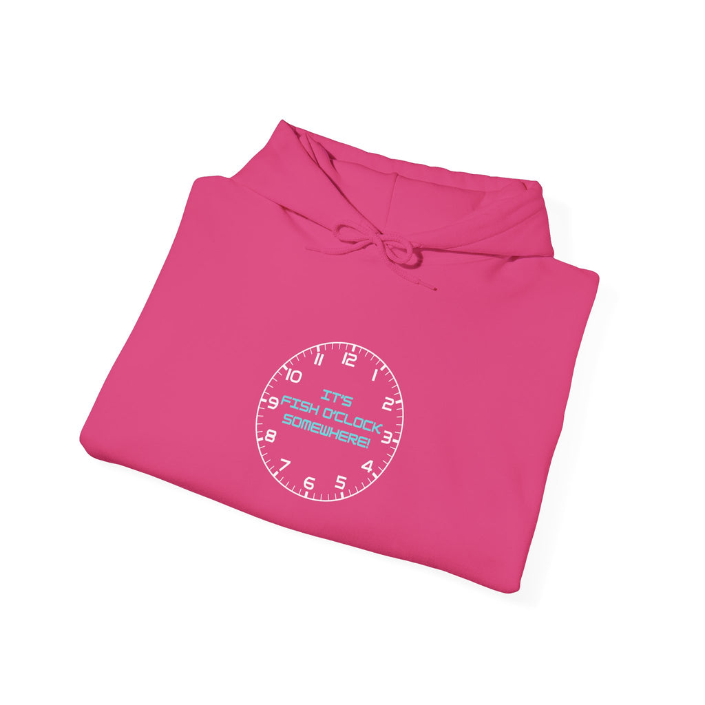 "It's Fish O'Clock Somewhere" Funny Fishing Heavy Blend™ Hooded Sweatshirt — Gift for Anglers