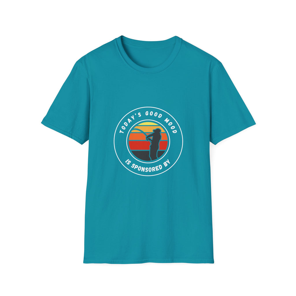 "Today's Good Mood Is Sponsored By Fishing" Unisex Softstyle T-Shirt.