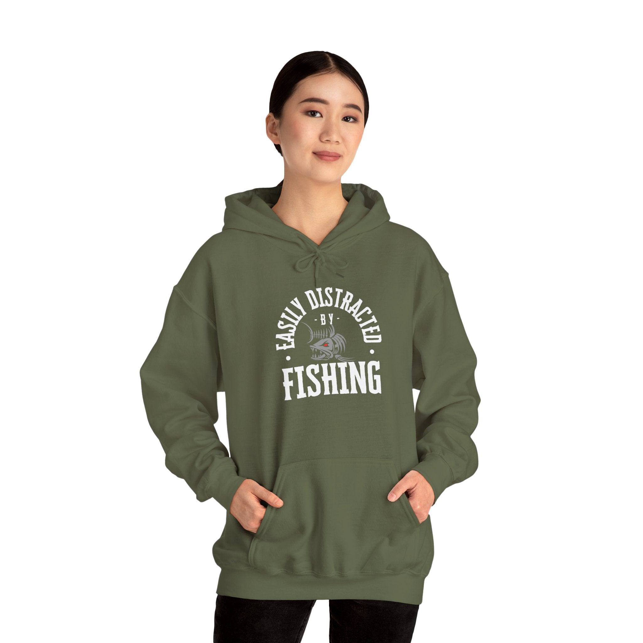 "Easily Distracted by Fishing" Hoodie - Unisex Heavy Blend Sweatshirt for Fishing Lovers