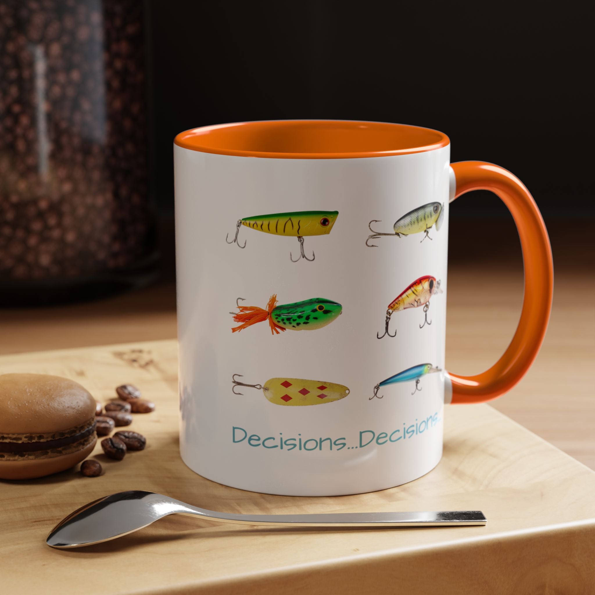 Angler's Accent Coffee Mug - "Decisions...Decisions..." Perfect for Fishing Enthusiasts