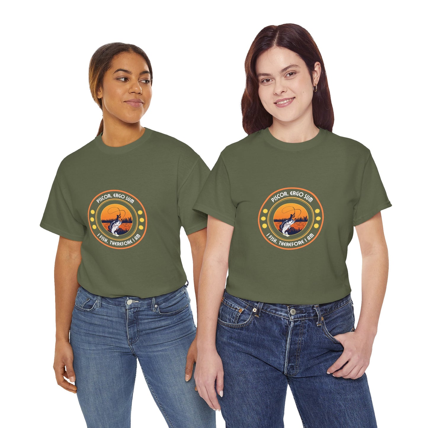 "I Fish, Therefore I Am" Unisex Heavy Cotton Tee - Graphic T-Shirt with Fishing Motif