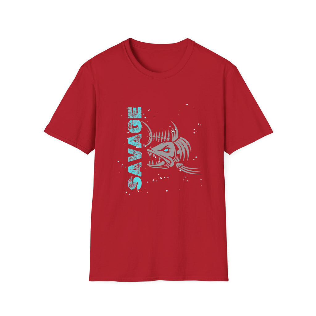 Savage Skeleton Fish Unisex Softstyle T-Shirt - Stylish and Comfortable Angler Apparel