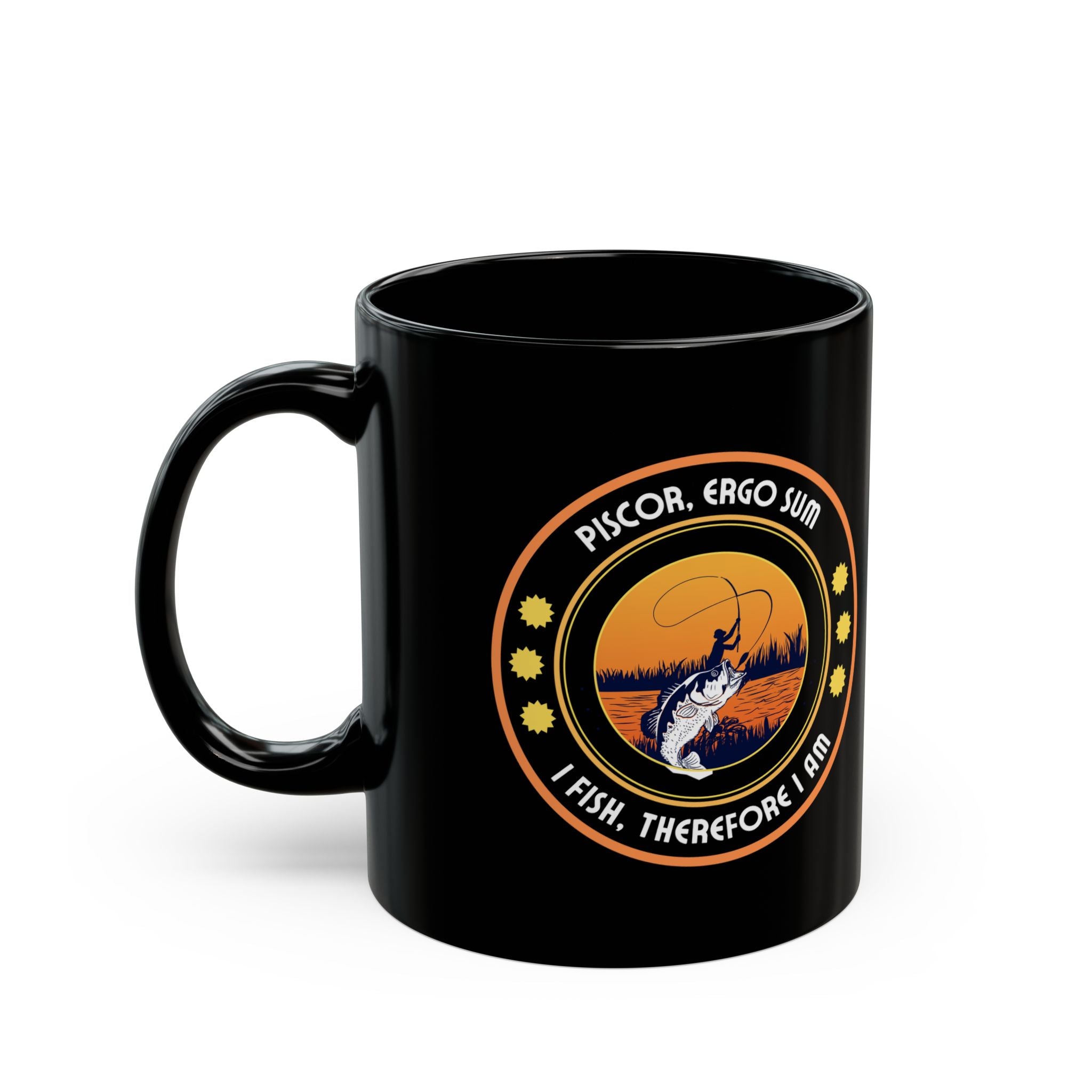 Fishing Enthusiast Black Mug - "I Fish, Therefore I Am" - Perfect Gift for Anglers