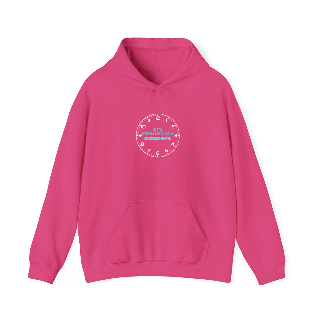 "It's Fish O'Clock Somewhere" Funny Fishing Heavy Blend™ Hooded Sweatshirt — Gift for Anglers