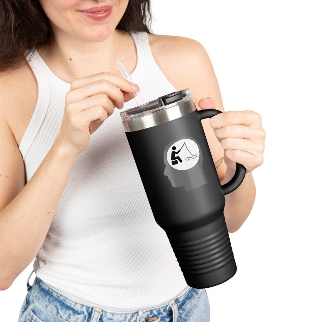 "Fishing on the Brain" Insulated Travel Mug - 40oz, Perfect for Outdoor Adventures