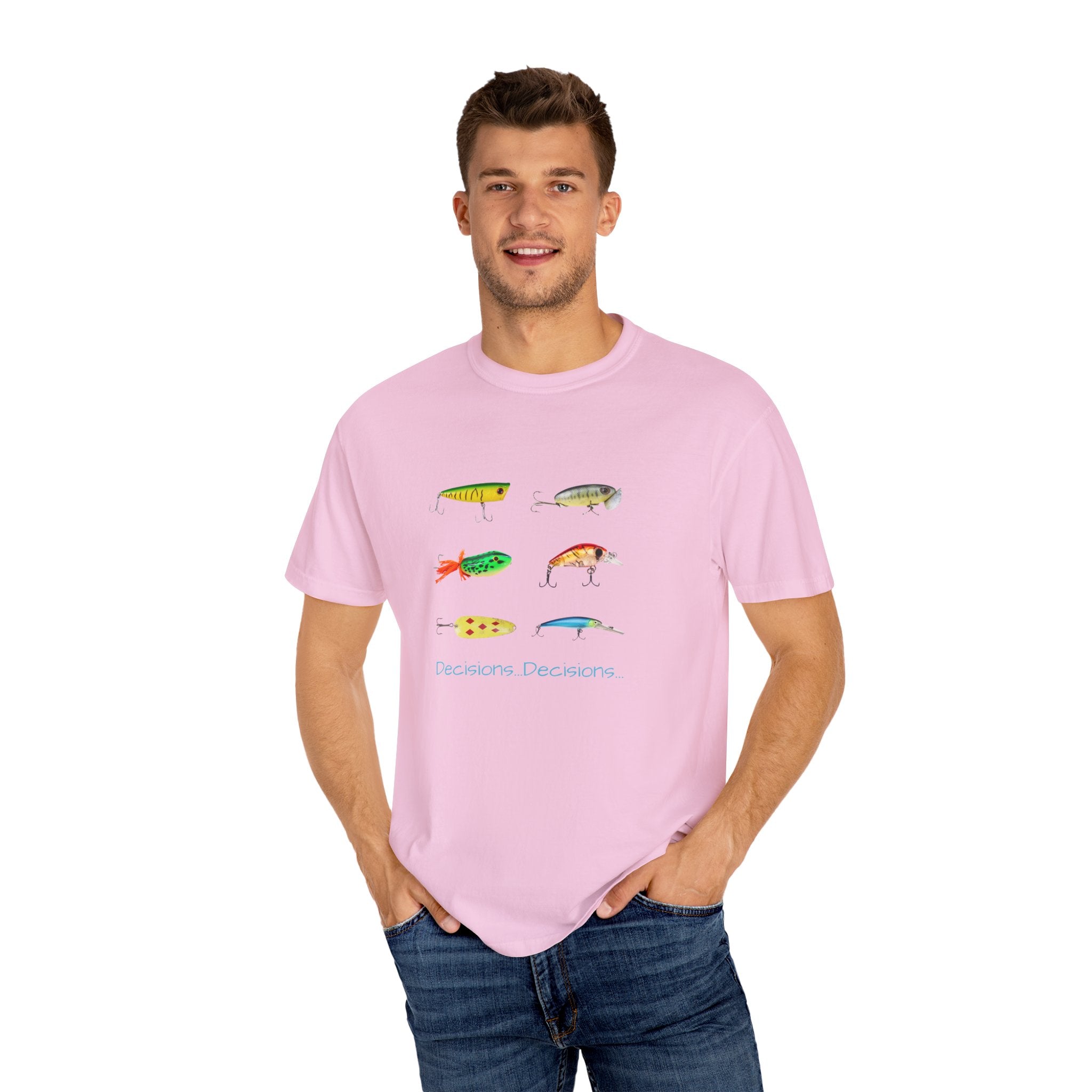 Unisex Fishing Theme T-Shirt - "Decisions, Decisions" Graphic Tee