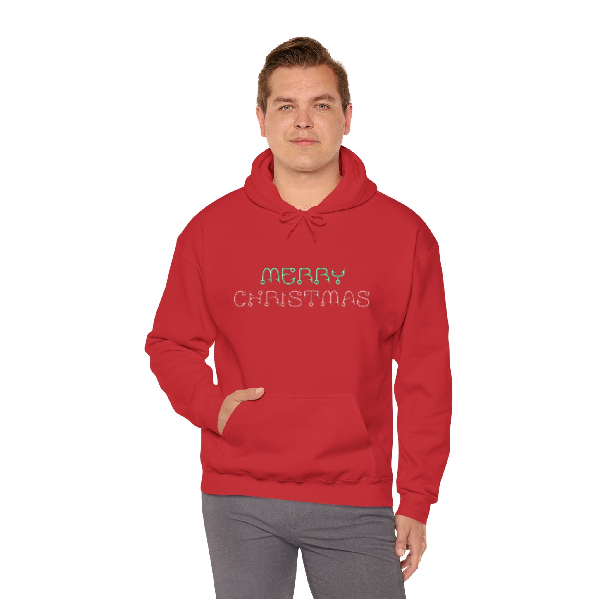 Merry Christmas Fishing Hook Script Hoodie — Cozy Holiday Sweatshirt