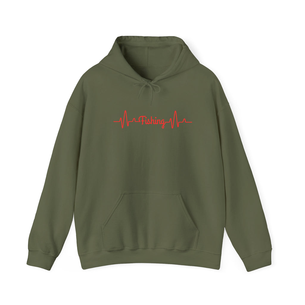 "Fishing Heartbeat" Unisex Hooded Sweatshirt