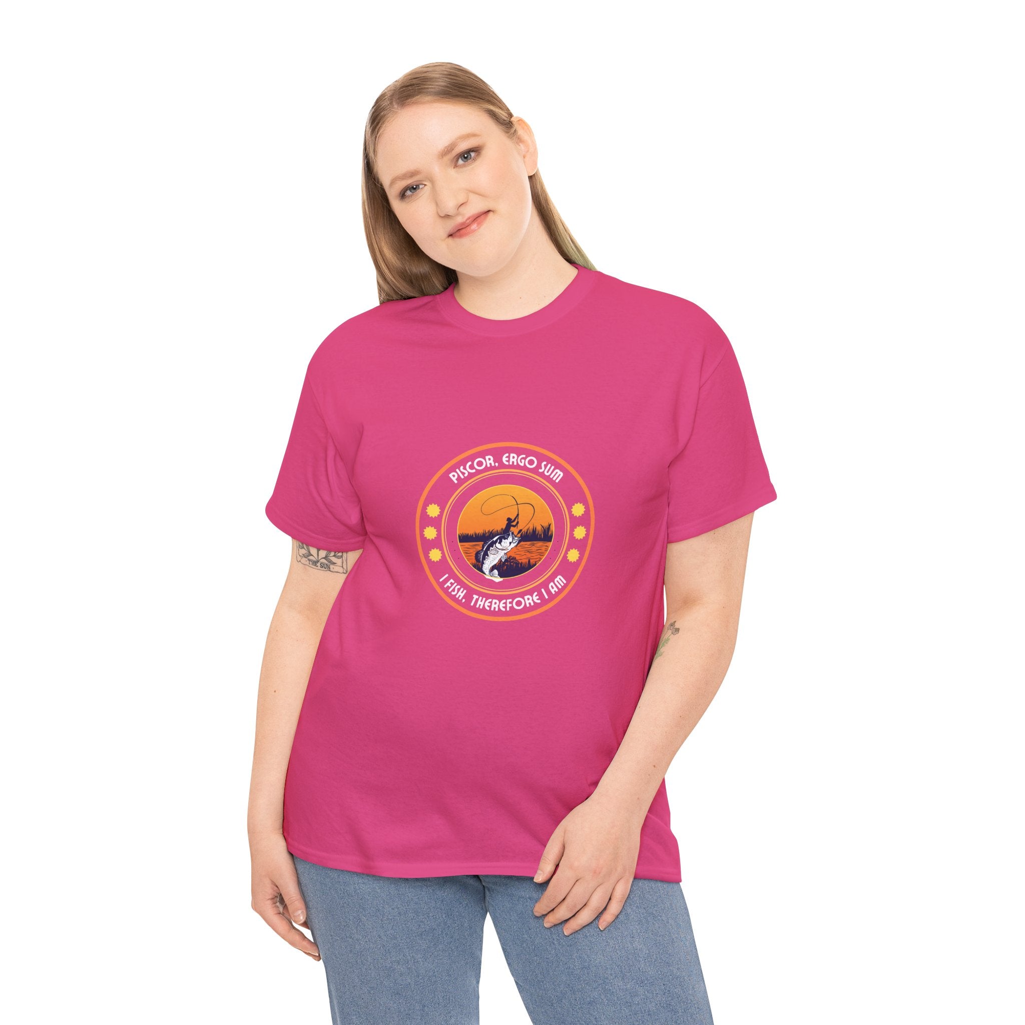 "I Fish, Therefore I Am" Unisex Heavy Cotton Tee - Graphic T-Shirt with Fishing Motif