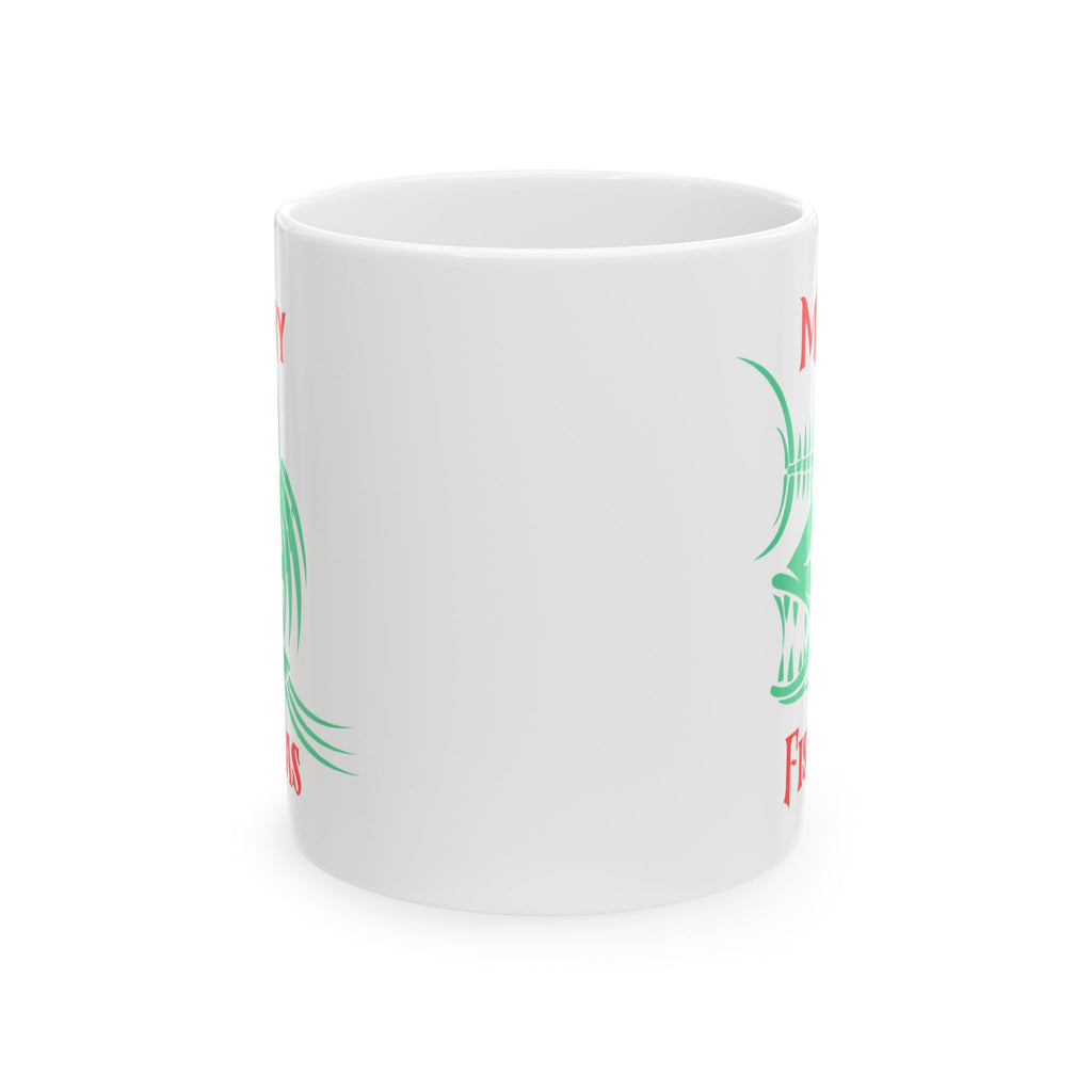 Fishing Theme Ceramic Mug — 'Merry Fishmas' Coffee Cup