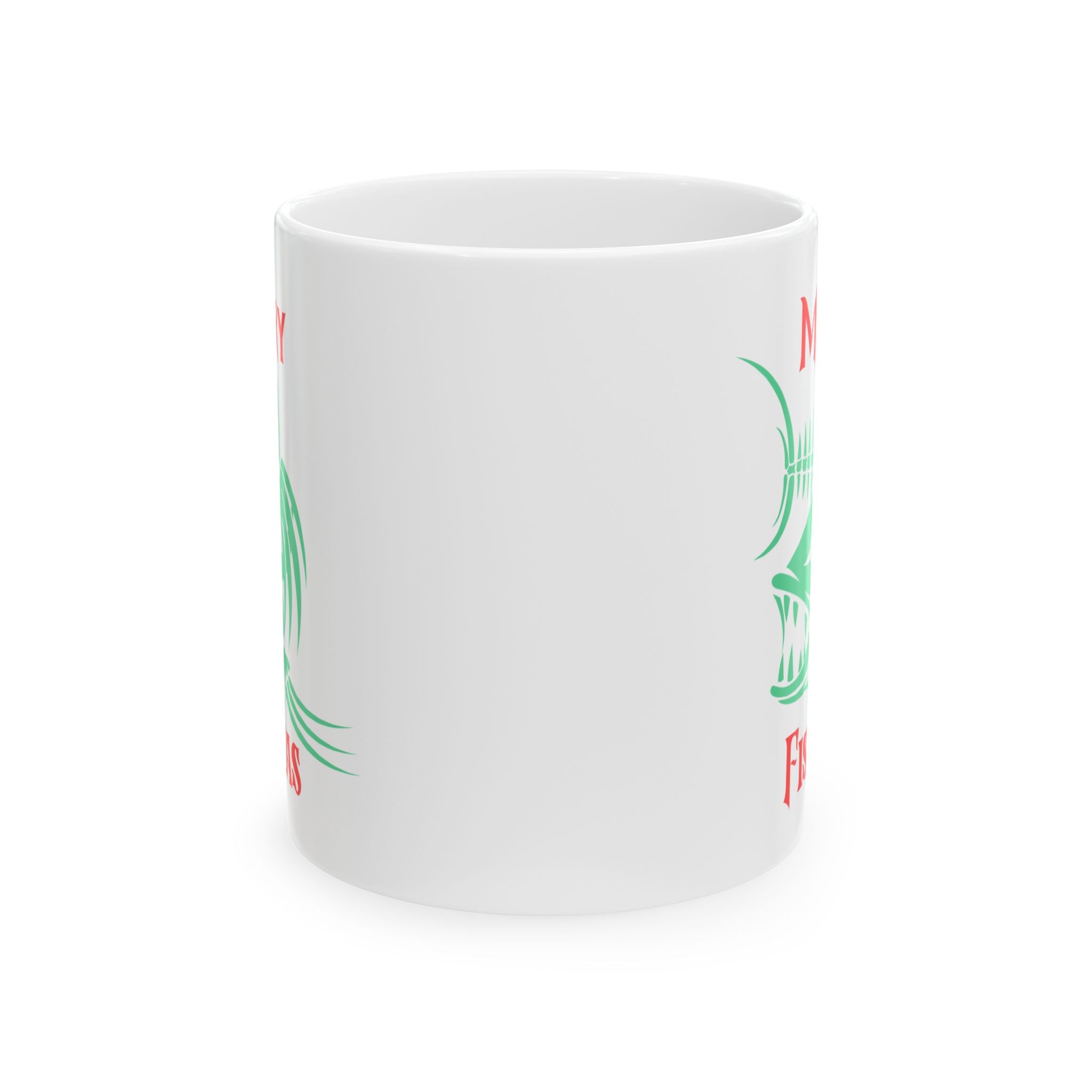 Fishing Theme Ceramic Mug — 'Merry Fishmas' Coffee Cup