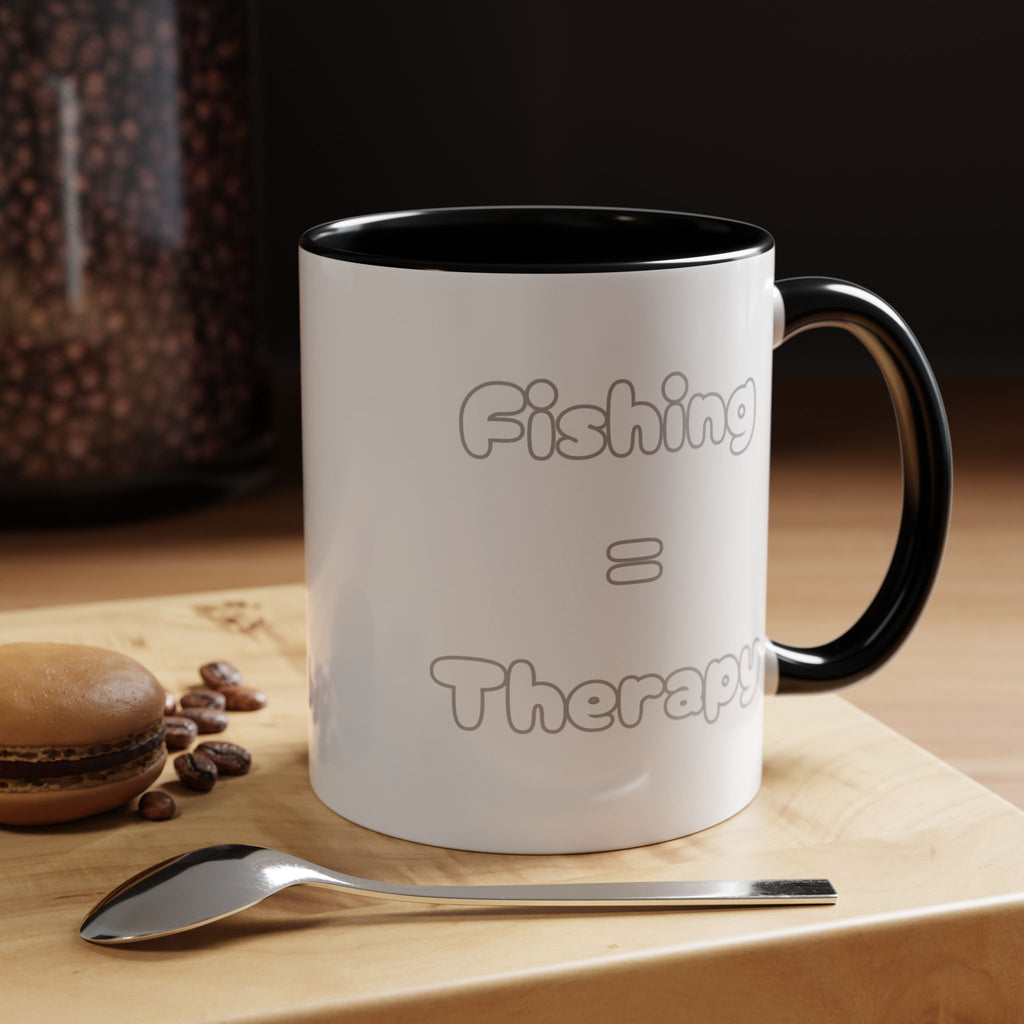 "Fishing = Therapy" Accent Coffee Mug (11, 15oz)