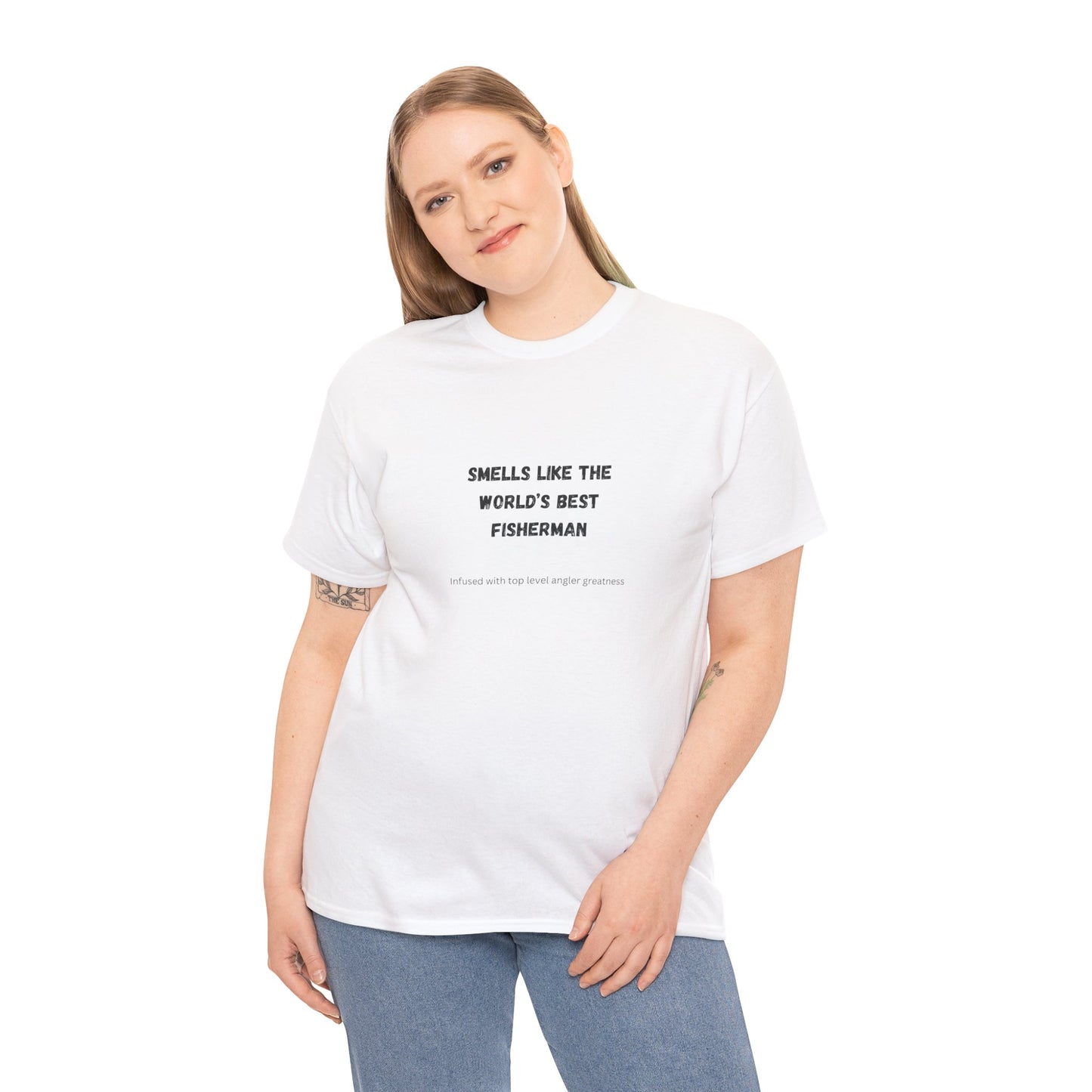 "Smells Like the World's Best Fisherman" Unisex Heavy Cotton Tee - Perfect Fishing Gift