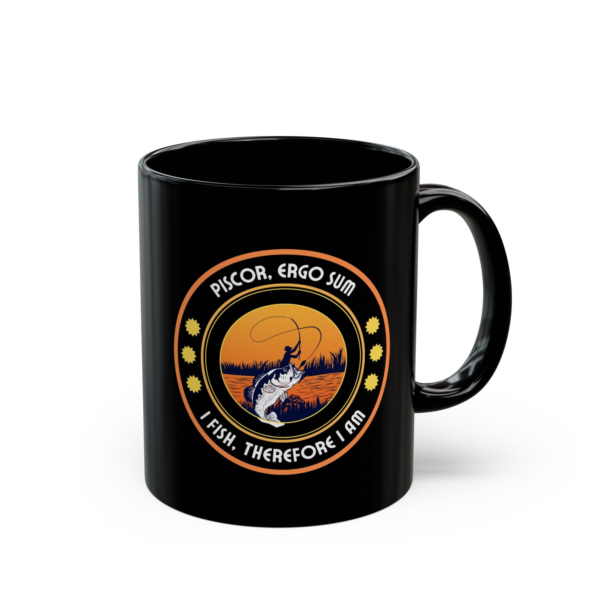 Fishing Enthusiast Black Mug - "I Fish, Therefore I Am" - Perfect Gift for Anglers