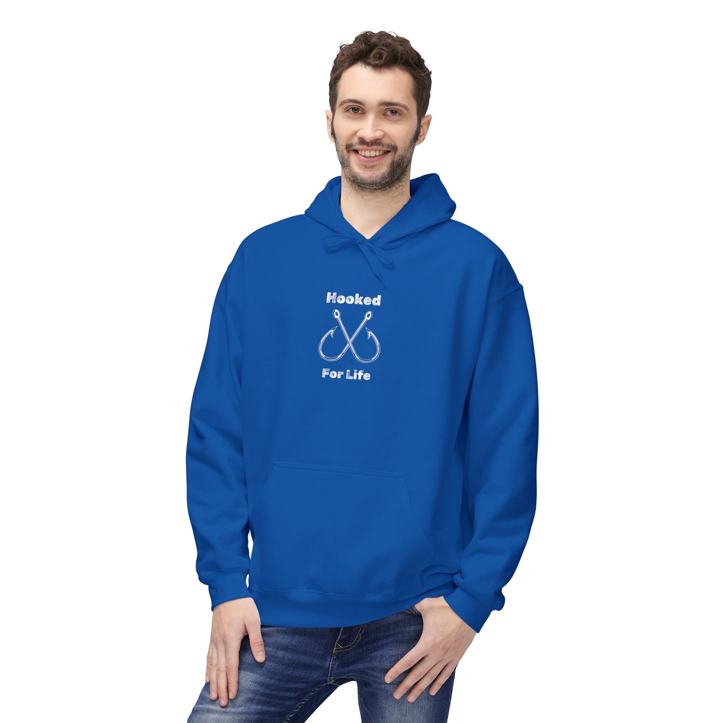 "Hooked for Life" Unisex Midweight Fleece Hoodie - Perfect for Fishing Enthusiasts