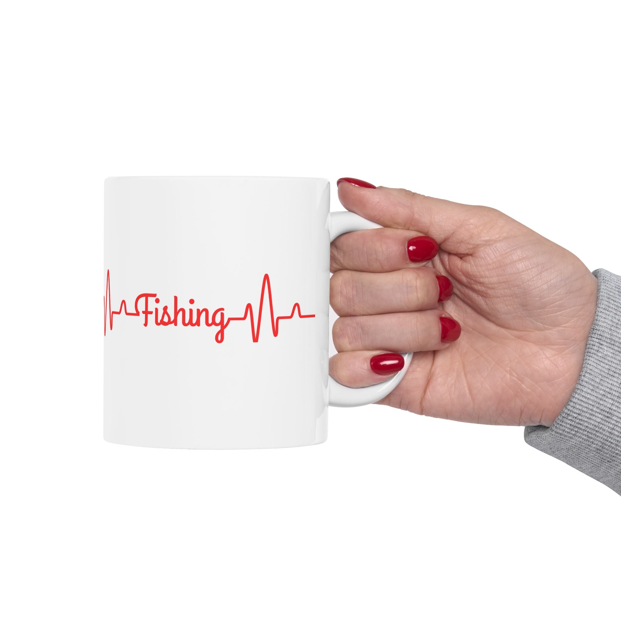 "Fishing Heartbeat" Ceramic Mug - Perfect Gift for Fishing Enthusiasts