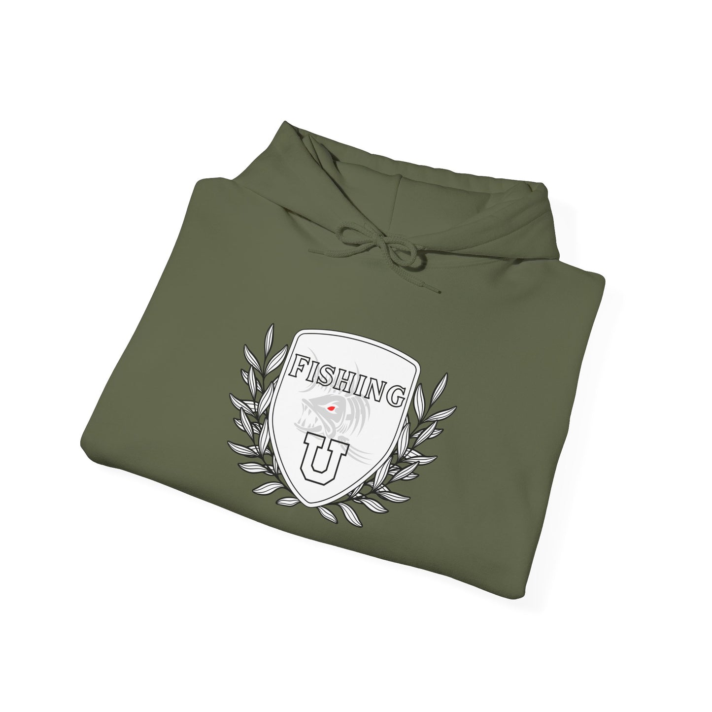 "Fishing University" Unisex Heavy Blend Hoodie - Fun Design for Fishermen