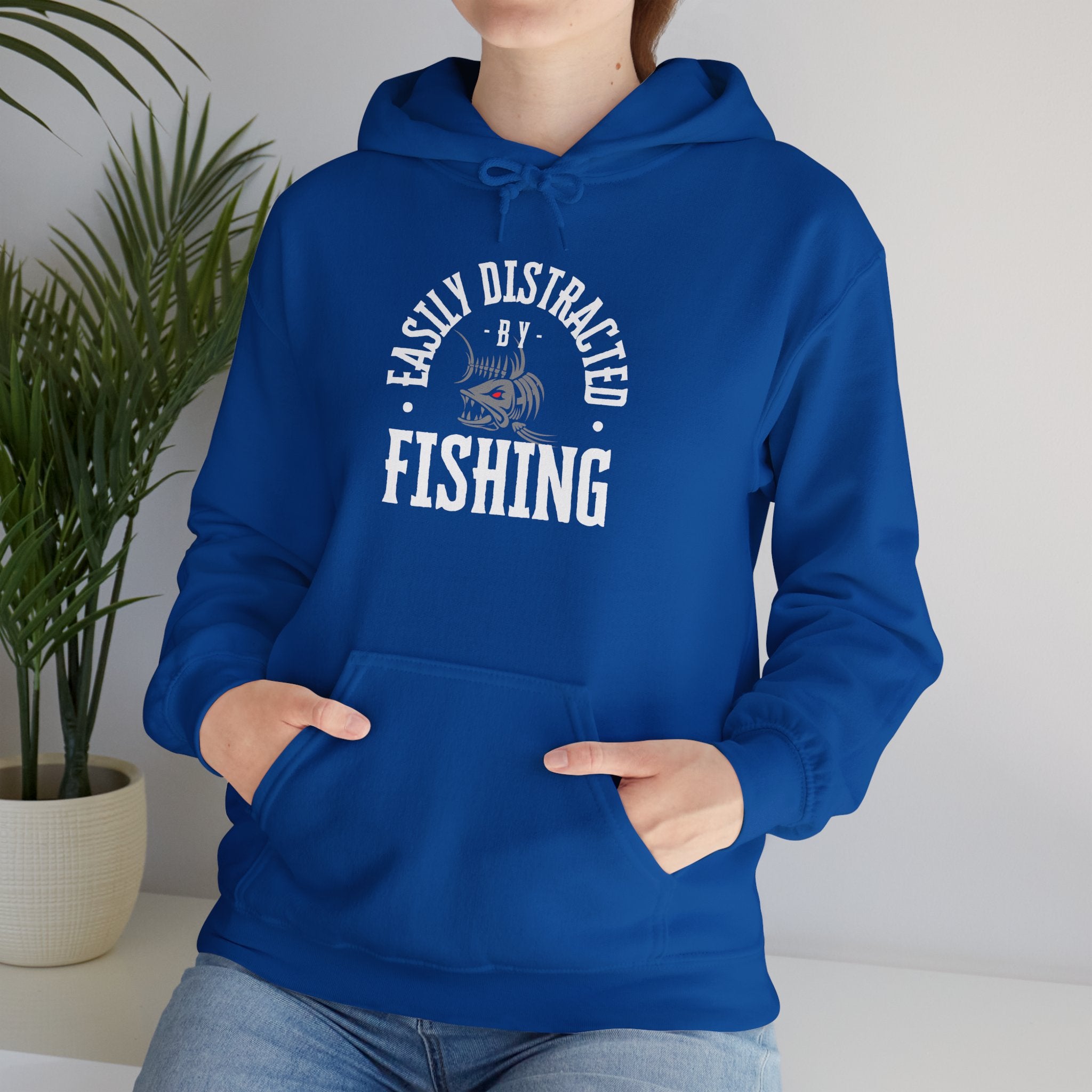 "Easily Distracted by Fishing" Hoodie - Unisex Heavy Blend Sweatshirt for Fishing Lovers