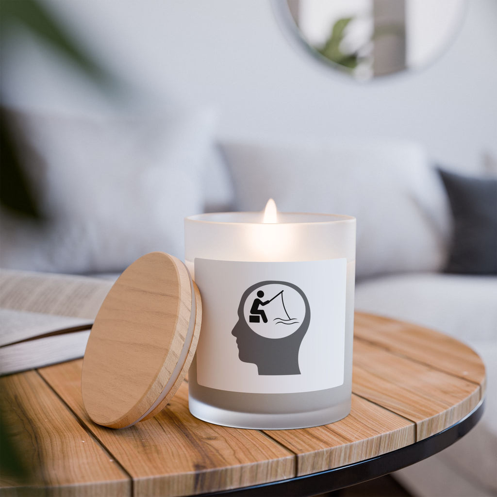 "Fishing On The Brain" Frosted Glass Candle, 11oz. #fishing #fisherman #outdoors