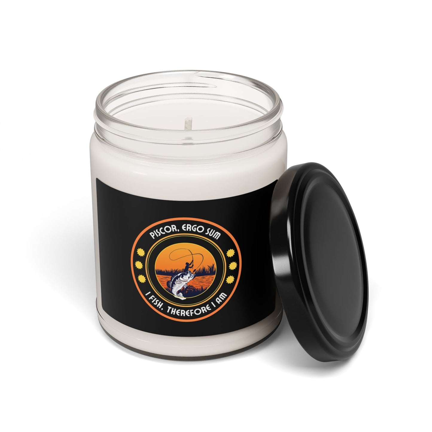 Scented Soy Candle - "I Fish, Therefore I Am" - 9oz Eco-Friendly Fishing Gift