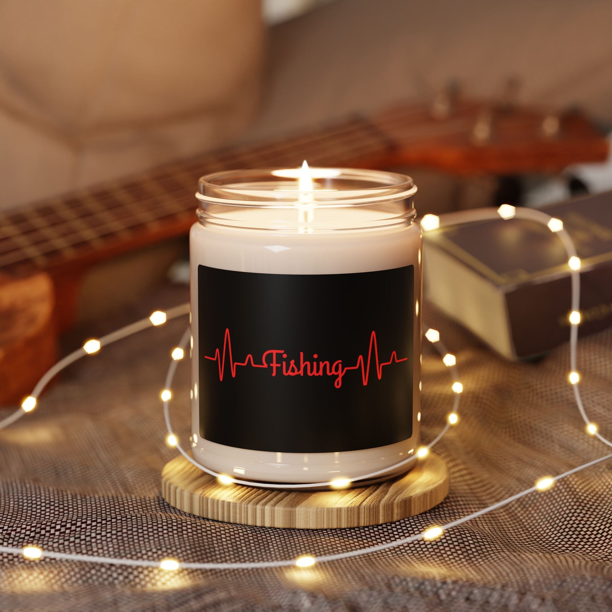 "Fishing Heartbeat" Funny Fishing Soy Candle (9oz) — Gift for Anglers