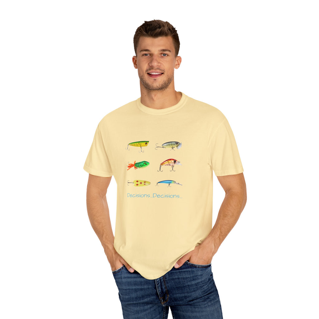 Unisex Fishing Theme T-Shirt - "Decisions, Decisions" Graphic Tee