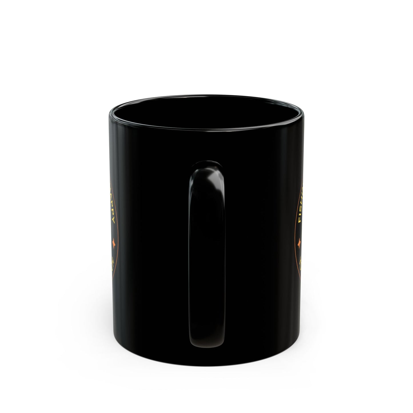 "Fishing Makes Me Happy" Black Mug - Fun Coffee Cup for Fishing Enthusiasts