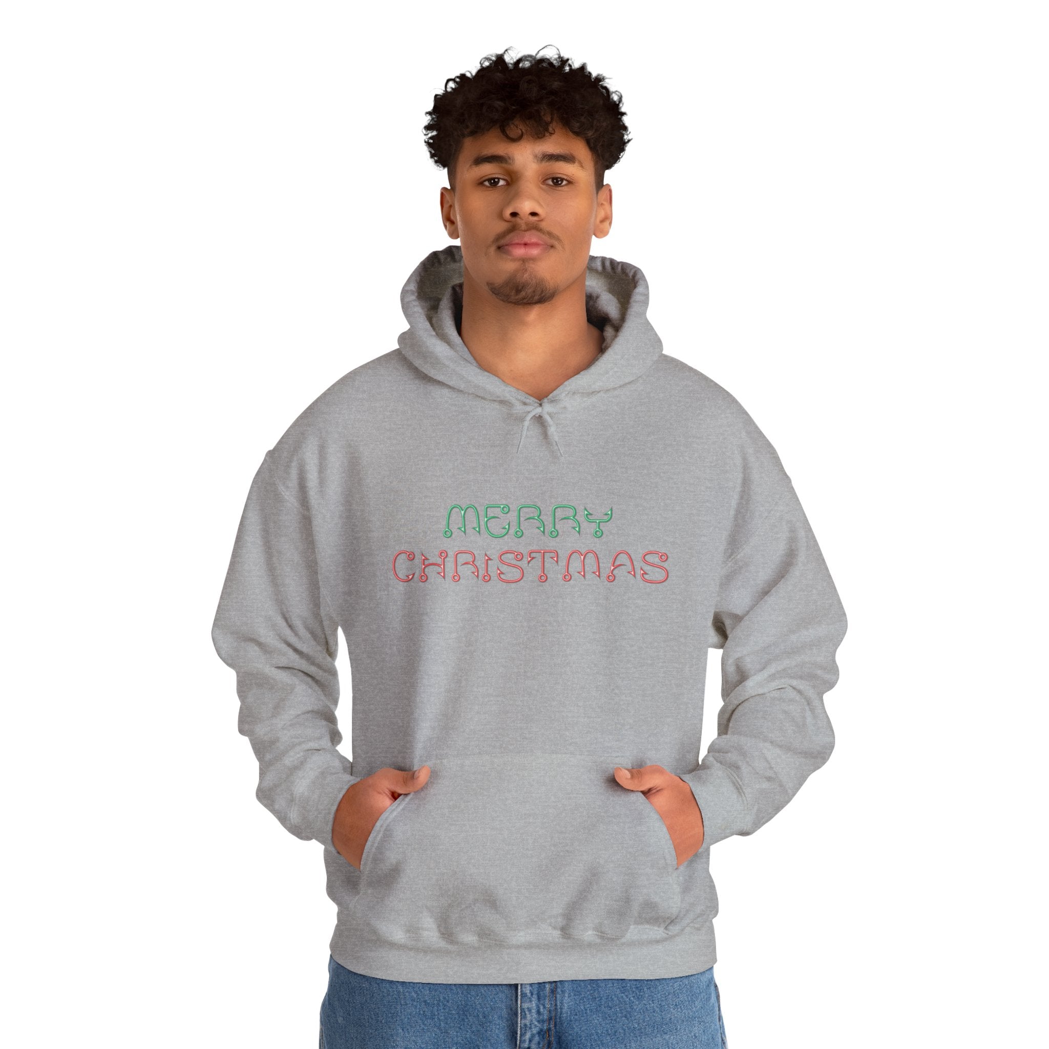 Merry Christmas Fishing Hook Script Hoodie — Cozy Holiday Sweatshirt