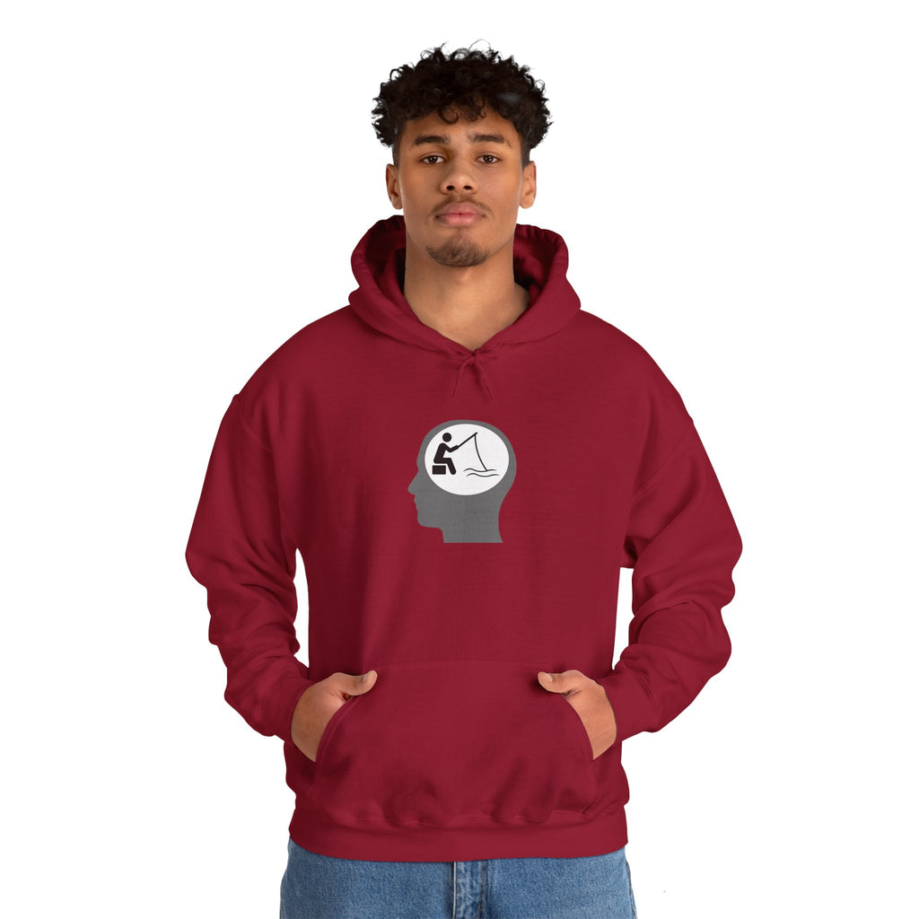 "Fishing On The Brain" Hoodie - Unisex Heavy Blend Sweatshirt with Relaxing Design