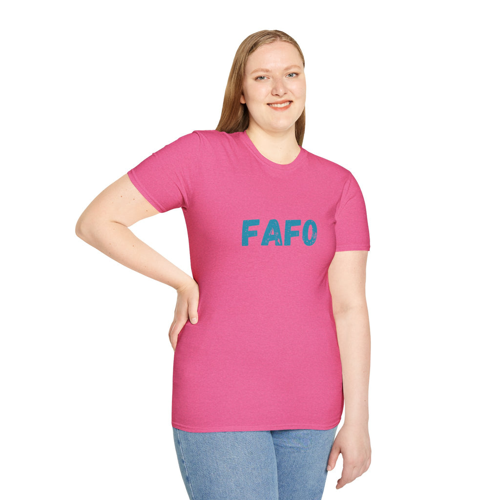 Humorous Unisex Softstyle T-Shirt - "Fish Around and Find Out - FAFO" Shark Design