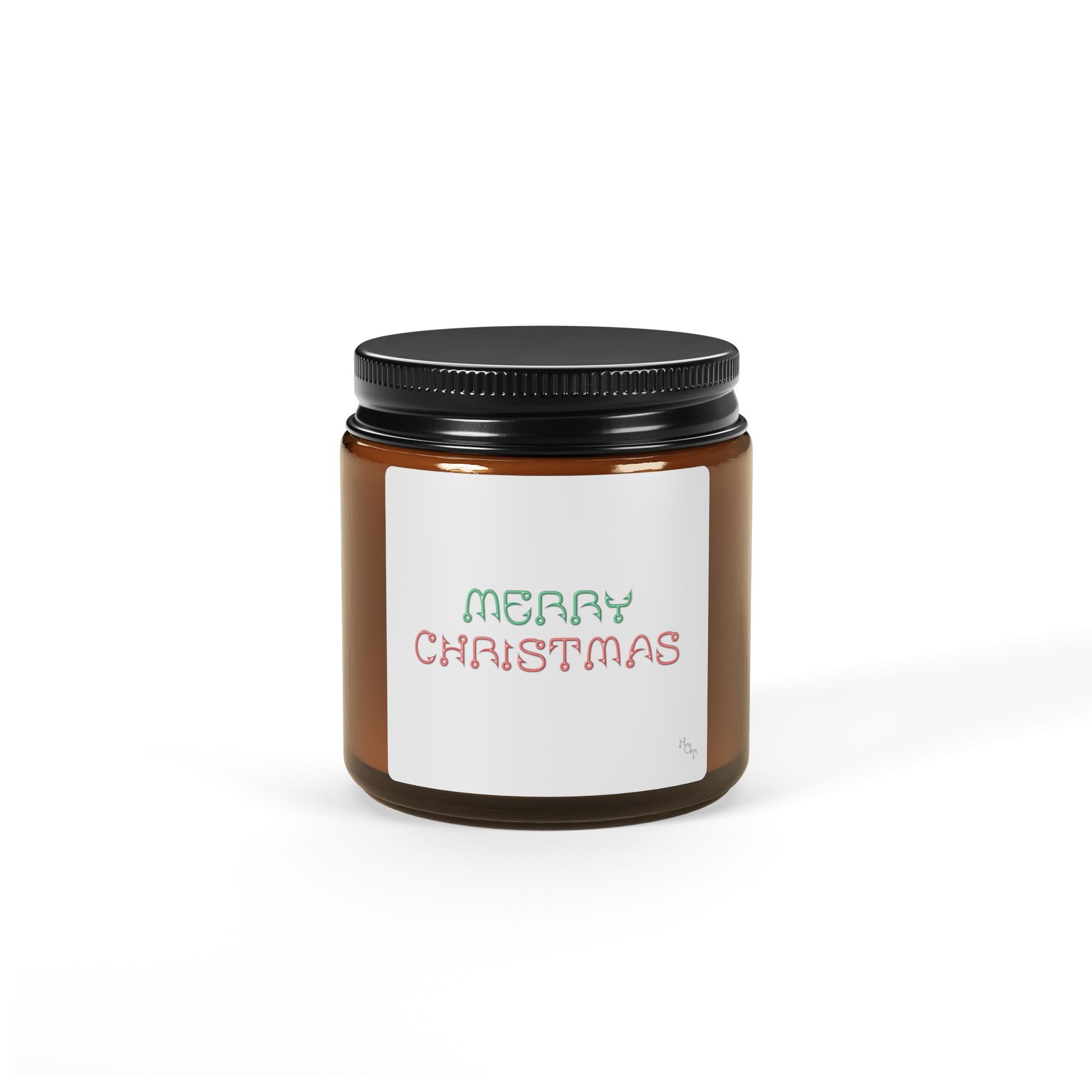 Merry Christmas Scented Soy Candle — Amber Jar Holiday Candle
